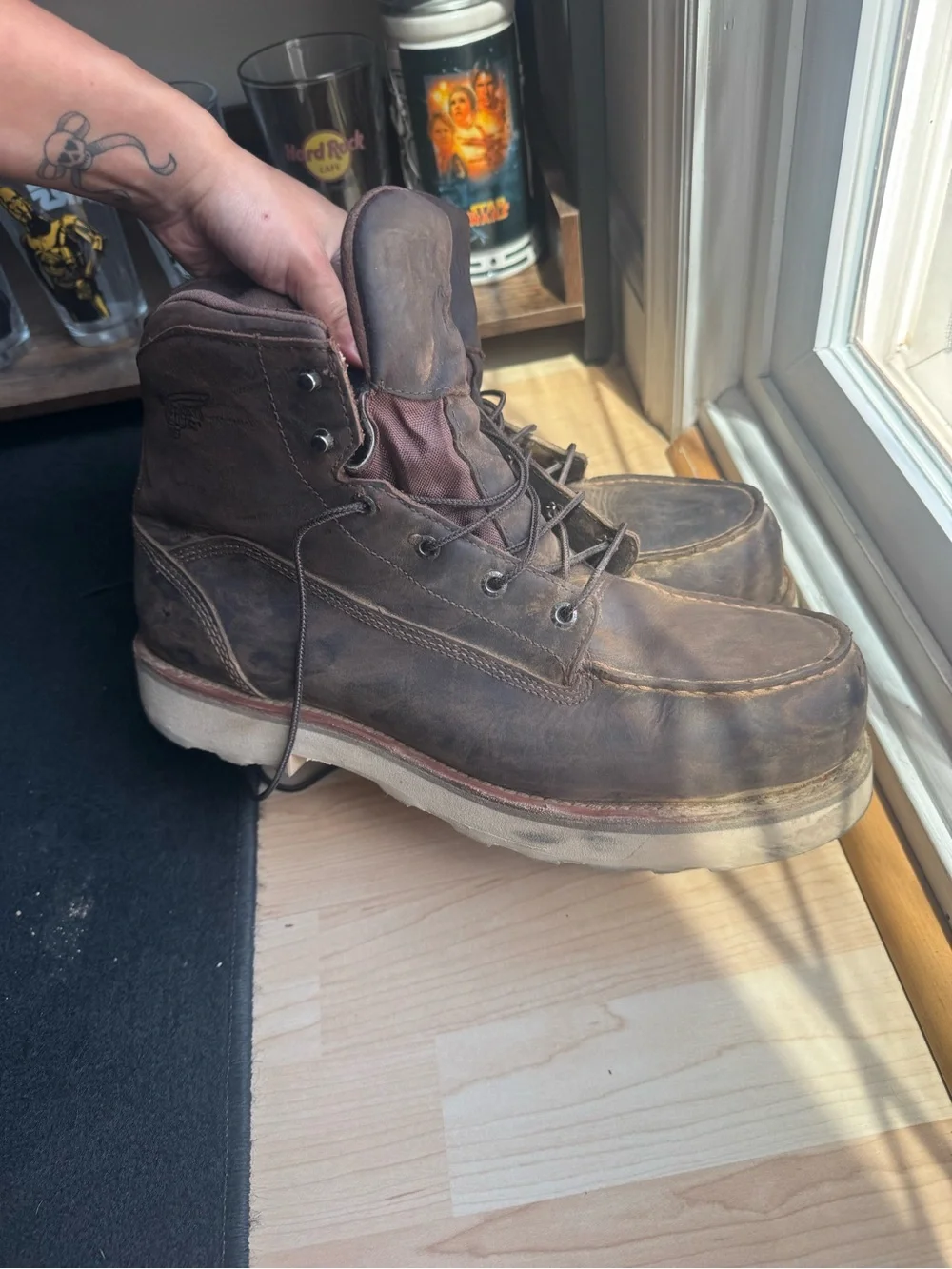 Red Wing Brown Leather 6inch defined heel Moc Toe safety Work Boots